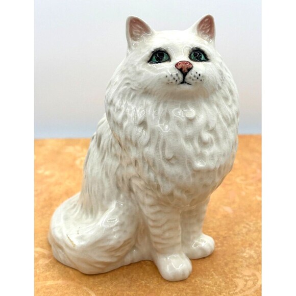 Beswick England Persian White Seated Cat Figurine #1880 Albert Hallam 5.25"h VTG - Picture 1 of 16